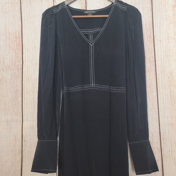 Something Navy Belted Double Slit Contrast Stitch Dress Size XS - Picture 8 of 15